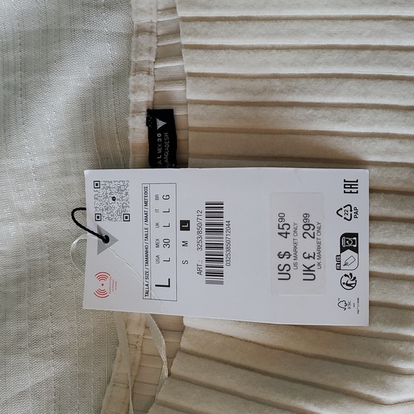 Zara 3253/850 Ecru Tilted Drop Waist Ribbed Dress - Picture 12 of 13